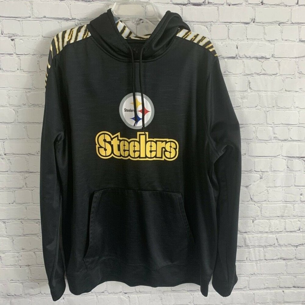 Pittsburgh Steelers NFL Pullover Hoodie Sweatshirt Size Large Black Gold Yellow